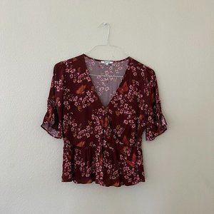 Petite Tie-Sleeve Wrap Top in Butterfly Sanctuary